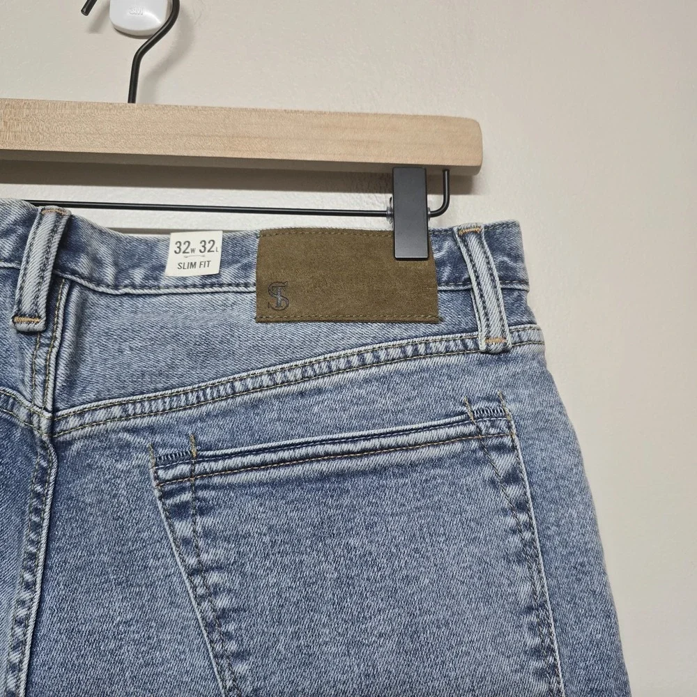 Nwt Todd Snyder Slim Fit Stretch Destroyed‎ Indigo Jeans Men's Sz 32 X 32